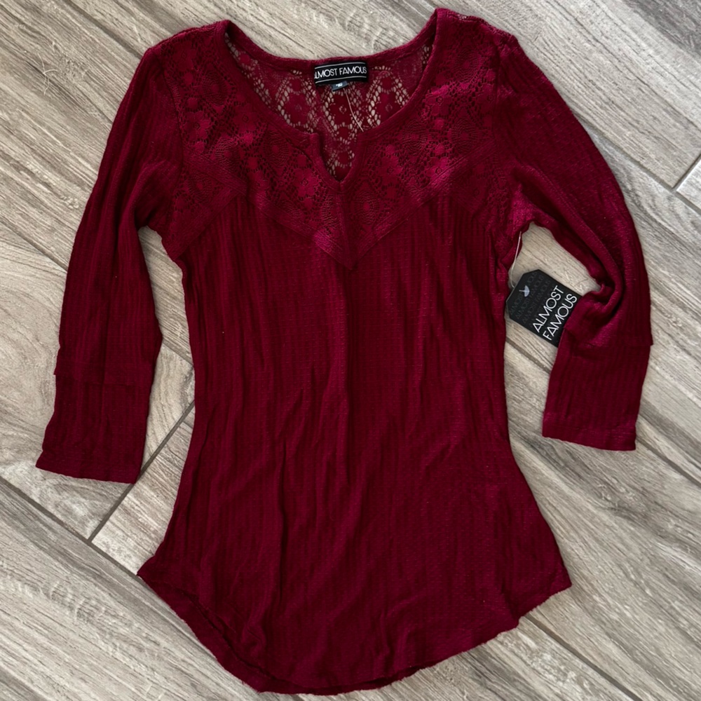 Women's Burgundy Lace Blouse